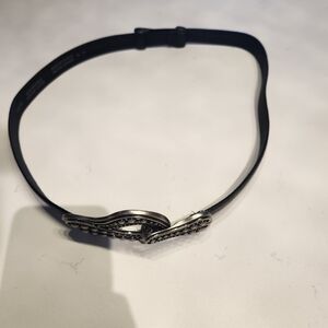 Black Genuine Leather Adjustable Statement Belt Size XL Made In Canada